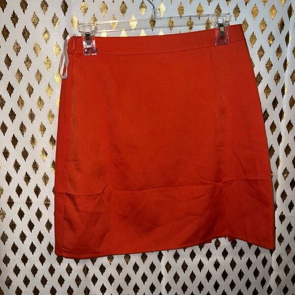 NWT Missguided tall Tailored Double Split slit Mini Skirt orange size 4 - Picture 3 of 4